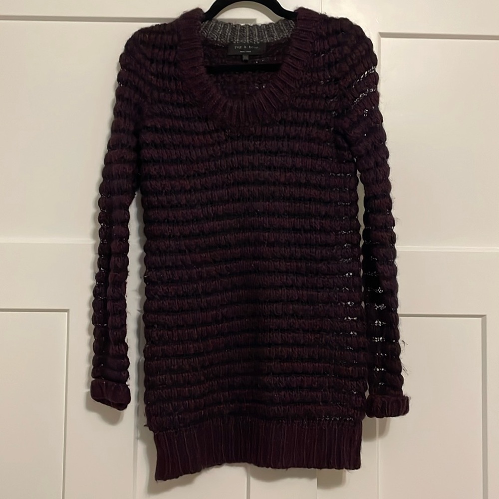 RAG & BONE Women's X-Small Burgundy Knit Long Sleeve Wool Alpaca Blended